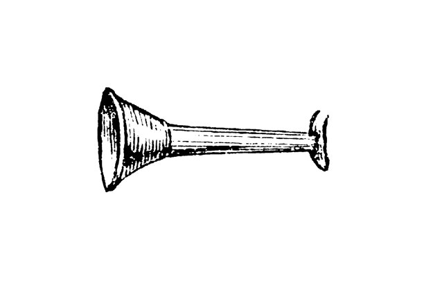 一个圆锥形扩音器或喇叭，用于放大人的声音，展示了简单的声学设备设计，古老的复古插画，1897年图片下载