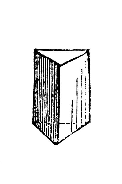 一个透明的几何棱柱，带有三角形的端面和矩形的侧面，展示了光折射和立体几何研究，复古老插画，1897年图片下载