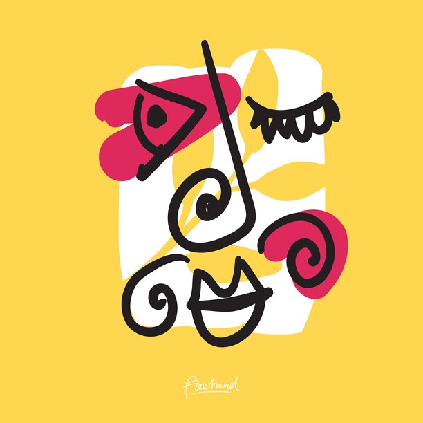 简约线条艺术人脸插画，适用于墙面装饰、品牌推广、社交媒体、宣传册、美容Logo、T恤印花及网页设计，手绘风格。图片下载