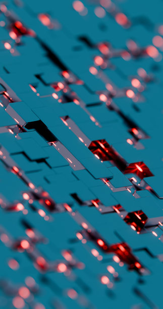 具有蓝色立方体的抽象几何3D图案图片下载