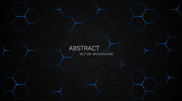 黑色钢网背景，带有蓝色发光线条和用于设计的空白空间图片下载