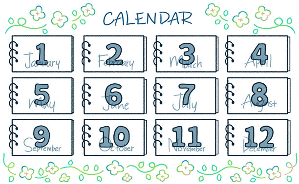 12个月日历人物插画集图片下载