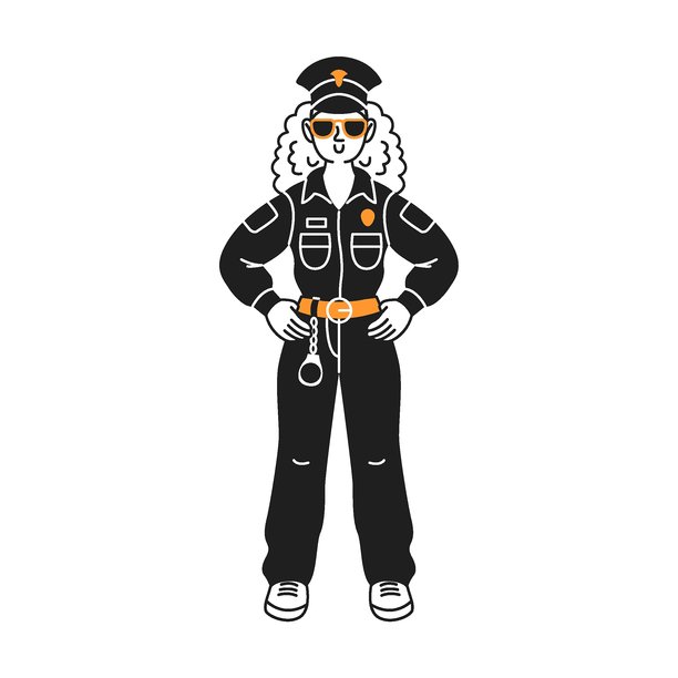 身着制服的自信女警插画图片下载