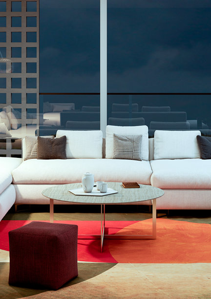 宽敞豪华的现代明亮室内客厅样机插画，3D渲染图图片下载