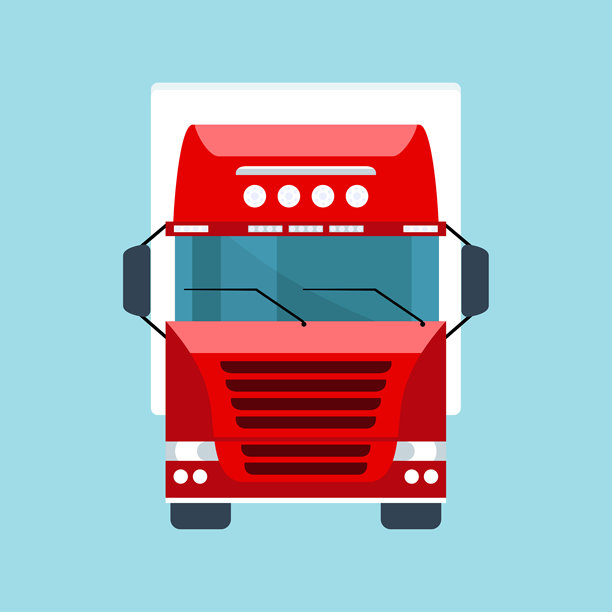 卡车正面视图。矢量卡通扁平插画。卡车图标图片下载