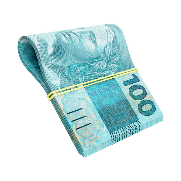 3D素材 – 巴西100雷亚尔纸币，带孤立背景图片下载