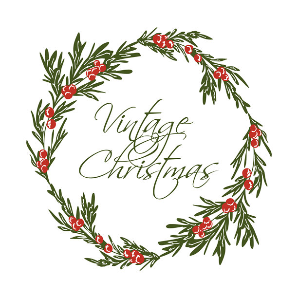 节日圣诞花环，带有冬季花卉元素。绿色树枝和红色浆果环绕框架。矢量手绘插图，用于季节性贺卡、请柬，带有复制空间图片下载