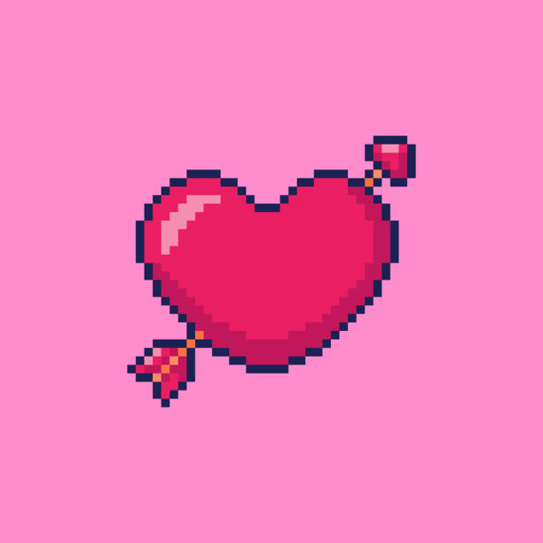 像素艺术爱心箭游戏素材图片下载