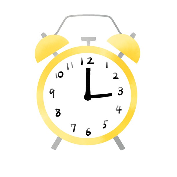 水彩黄色闹钟插画，代表早晨时光和日程安排的素材图片下载