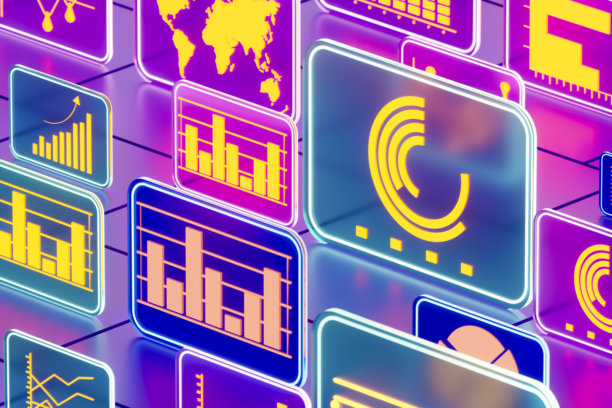 金融科技与全球股市数据分析概念，用于投资和财富管理的未来感透明金融图表和数字屏幕图片下载