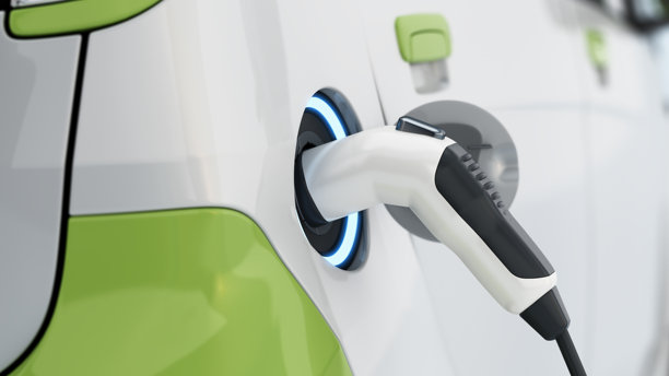 充电站为电动汽车充电。3D插画图片下载