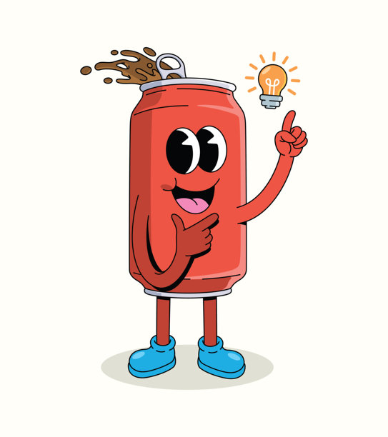 汽水罐创意时髦卡通插画图片下载