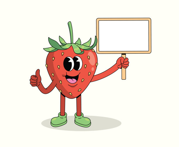 草莓空白板时髦卡通插画图片下载