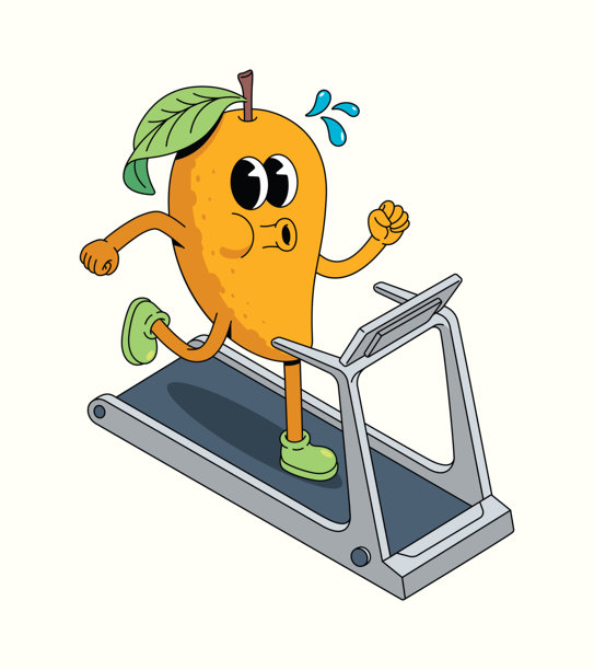 芒果跑步机别致卡通插画图片下载