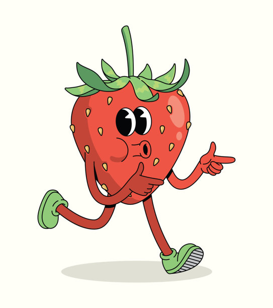 草莓活力步行时髦卡通插画图片下载