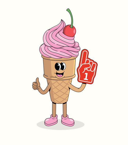 冰淇淋甜筒泡沫手涂鸦插画图片下载