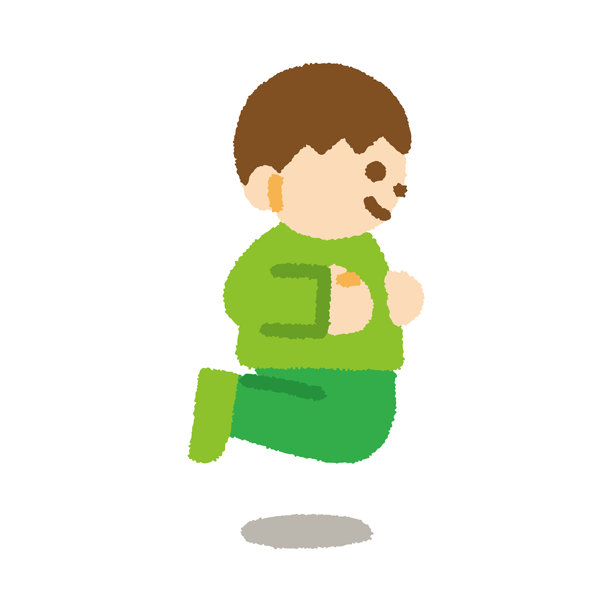 侧面跳跃男孩图标 手绘柔和插画图片下载