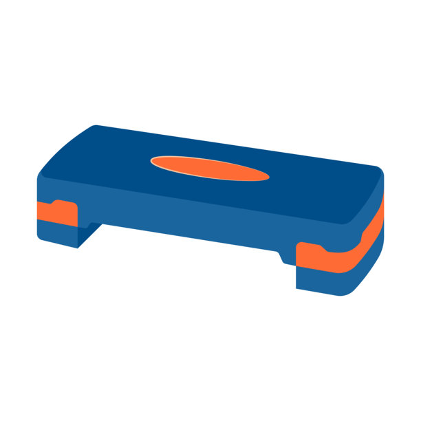 用于锻炼、训练和健身的蓝色和橙色踏步台。平面矢量插画，孤立在白色背景上。图片下载