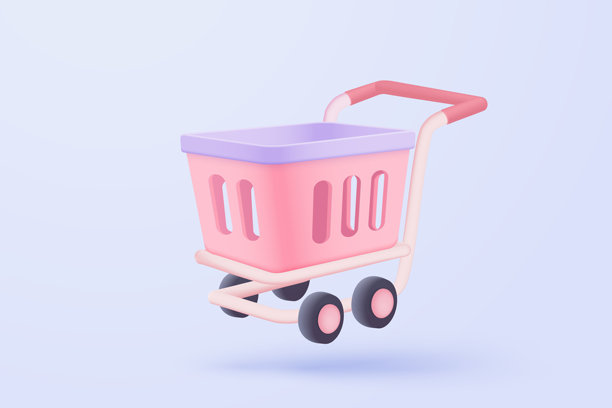 用于在线购物和营销概念的3D购物卡图标标志。带有背景阴影的简约购物篮图标。用于购买、销售、折扣、促销的购物卡。3D矢量图标插画图片下载