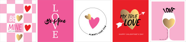 快乐情人节手写书法文字排版，孤立在粉色背景上。用于庆祝2月14日情人节的浪漫模板设计。矢量插画图片下载