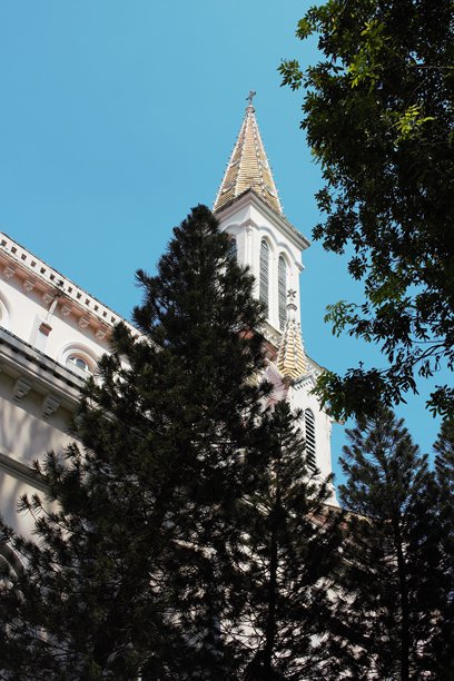 越南胡志明市玄史教堂圣诞装饰照片，拍摄于2025年11月26日图片下载