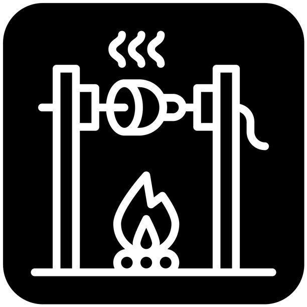 中世纪篝火烤肉矢量图标设计插画图片下载