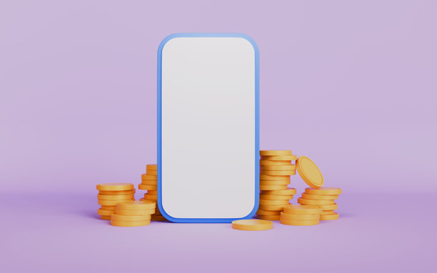 手机上的现金返还或金币累积概念 3D 插画图片下载