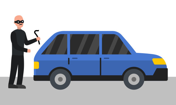 汽车盗窃插画矢量图图片下载