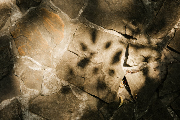 石板路上的斑驳阳光和阴影，用于纹理和背景素材概念图片下载