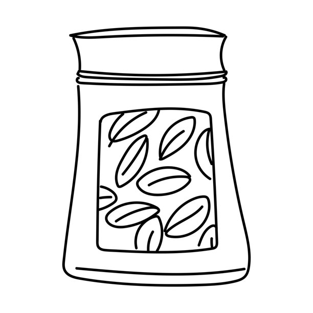 茶包配有叶子，以涂鸦形式呈现。包装是直线的。适合用于茶叶包装设计、产品品牌推广、营销材料、美食博客以及茶叶生产。图片下载