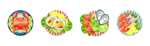 海鲜菜肴与美食设计矢量素材图片下载