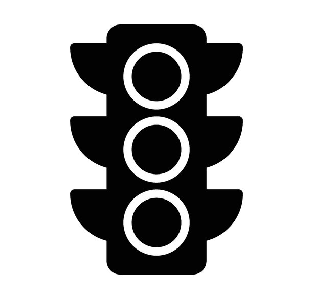 简约交通信号灯设计的黑白插画图片下载