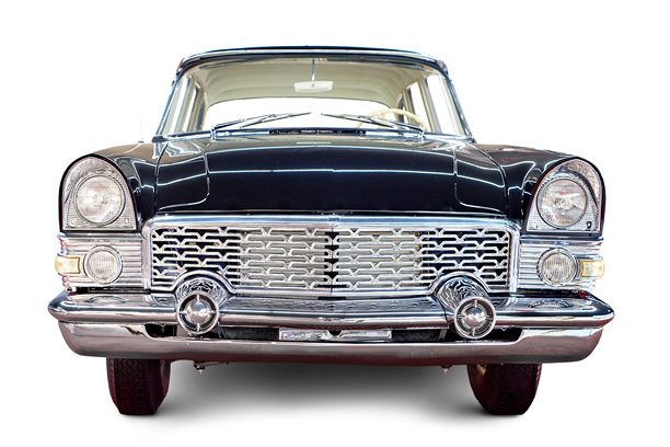 复古黑色汽车，孤立在白色背景上图片下载