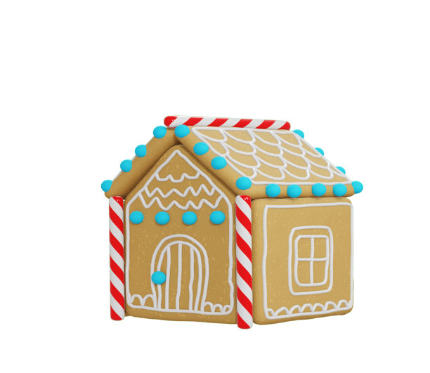 白色背景上的姜饼屋。圣诞饼干和糖果。3D渲染插画。图片下载