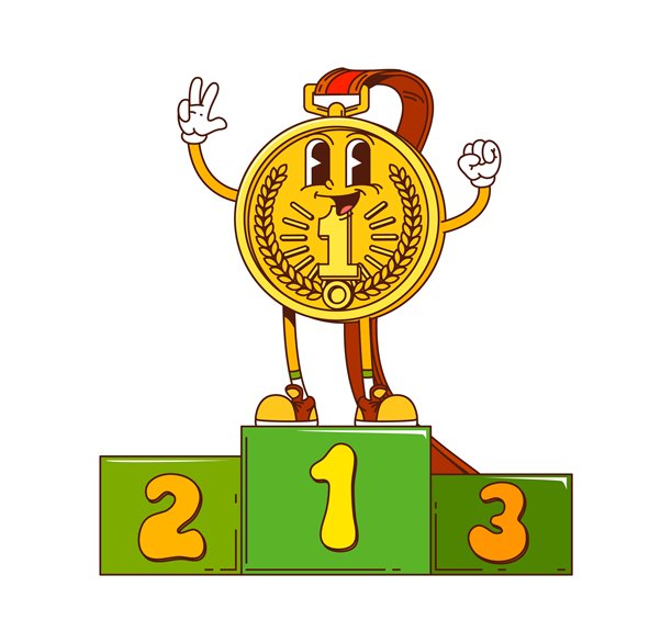 学校教育奖章复古风格卡通人物图片下载