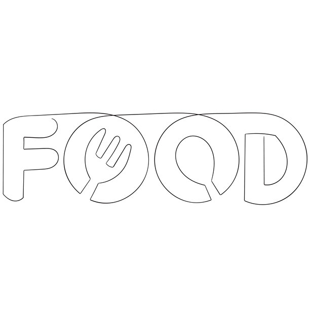 连续线条画“美食”文字插画图片下载