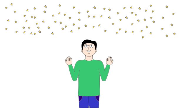 一个穿着绿色衬衫的男人正抬头仰望繁星点点的天空图片下载