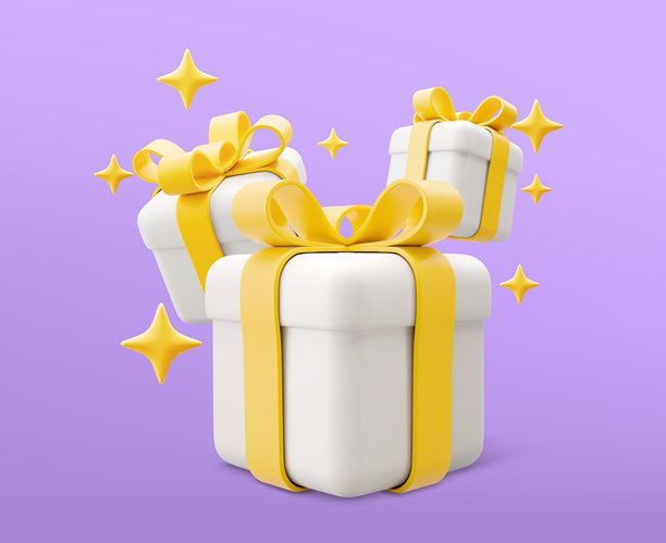 3D矢量插画礼盒。圣诞节、新年、促销、购物。带蝴蝶结丝带的礼品盒。情人节、生日、节日的礼品盒。图片下载