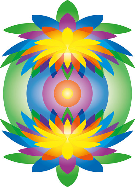 花瓣和彩色水滴的唯美插画，矢量图图片下载