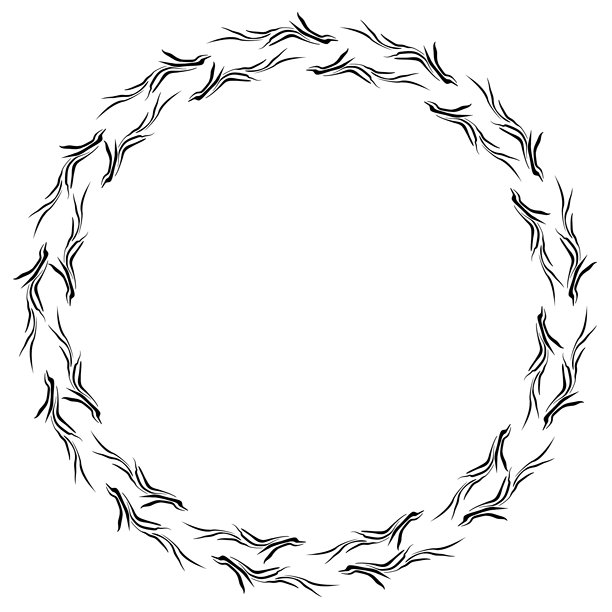 手绘植物、分隔线、花环、边框。白底绿叶圆形花卉边框。矢量手绘插画，适用于壁纸、海报、卡片。留有复制空间。涂鸦风格图片下载