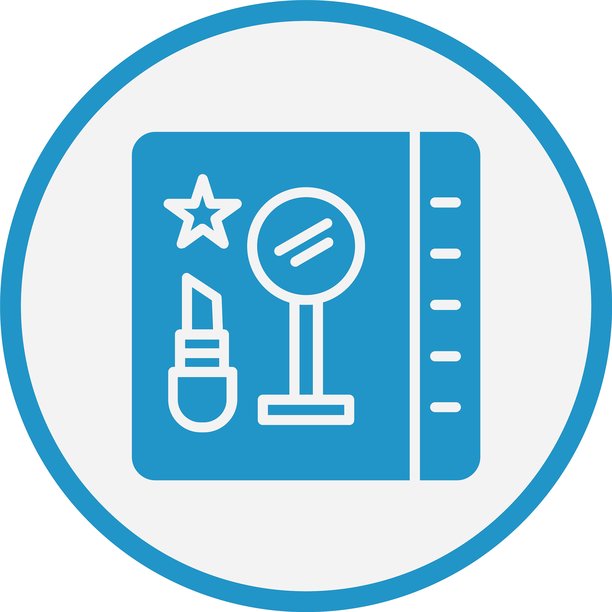 美妆博主图标，蓝色圆形背景图片下载