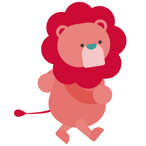 一只可爱的狮子站立的插画图片下载