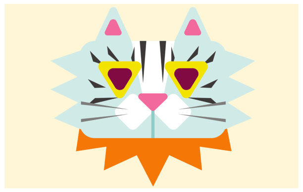 可爱的老虎正面脸部插画图片下载