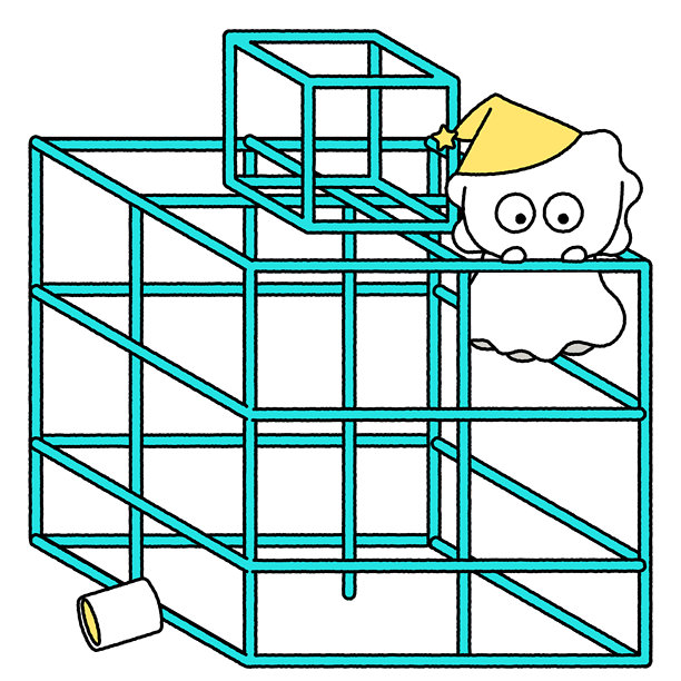 卡通动物在攀爬架上玩耍的插画图片下载