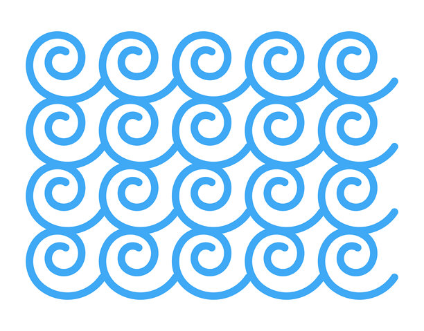 抽象蓝色几何简约线条波浪图案。装饰性扁平元素。模板、横幅、背景。水波纹理。优美的光线曲线。矢量插画。图片下载