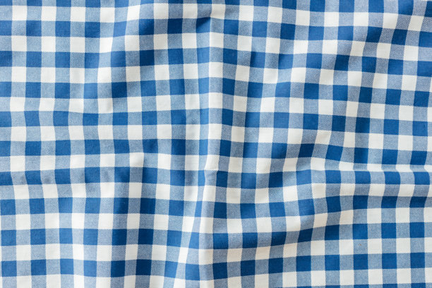 蓝白格子织物纹理，可用作背景或设计素材图片下载