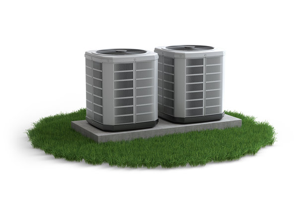 草地上的热泵装置，透明背景，3D插画图片下载