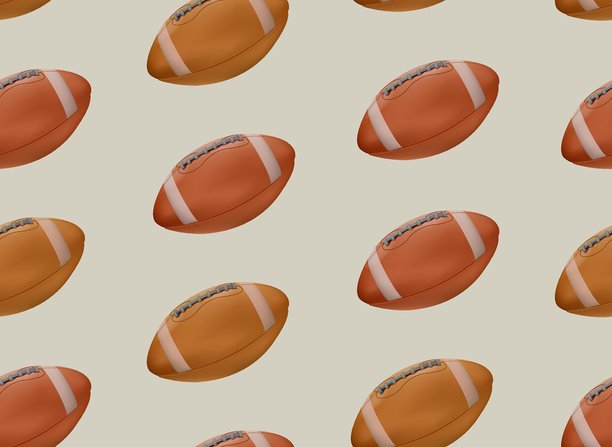 美式橄榄球无缝背景。美式橄榄球比赛，棕色橄榄球的3D矢量插画背景图片下载