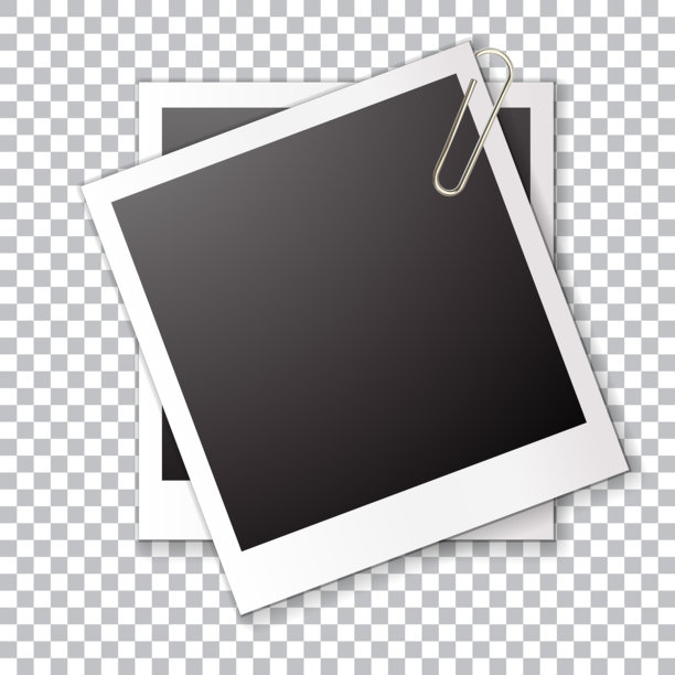 透明背景上的相框模板，用于照片、剪贴簿、回忆。空白的纸质边框，留有空位图片下载