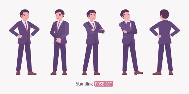 时尚的亚洲商人，身穿正装，摆出站姿系列图片下载